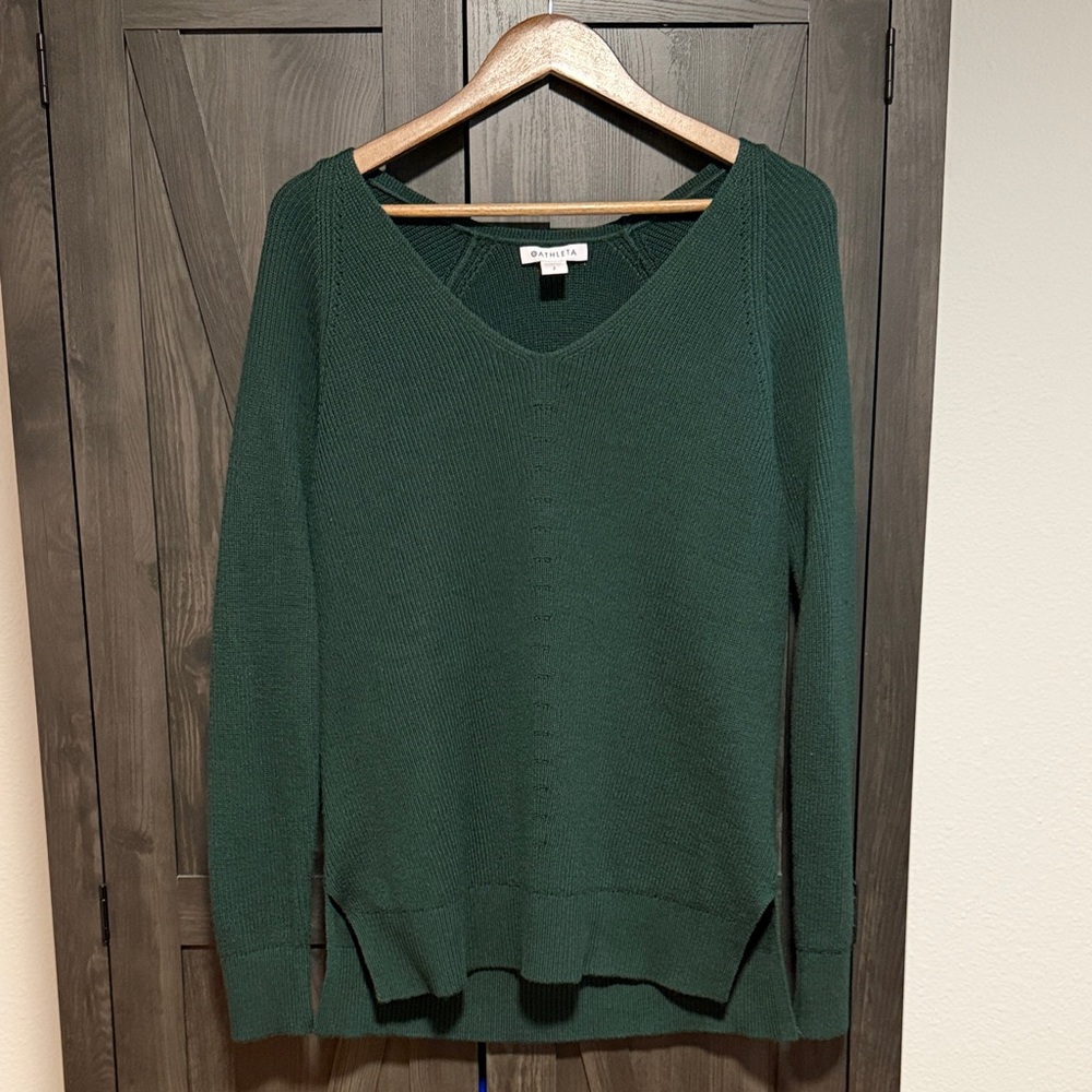 Athleta Hanover V neck Merino Wool Blend Sweater